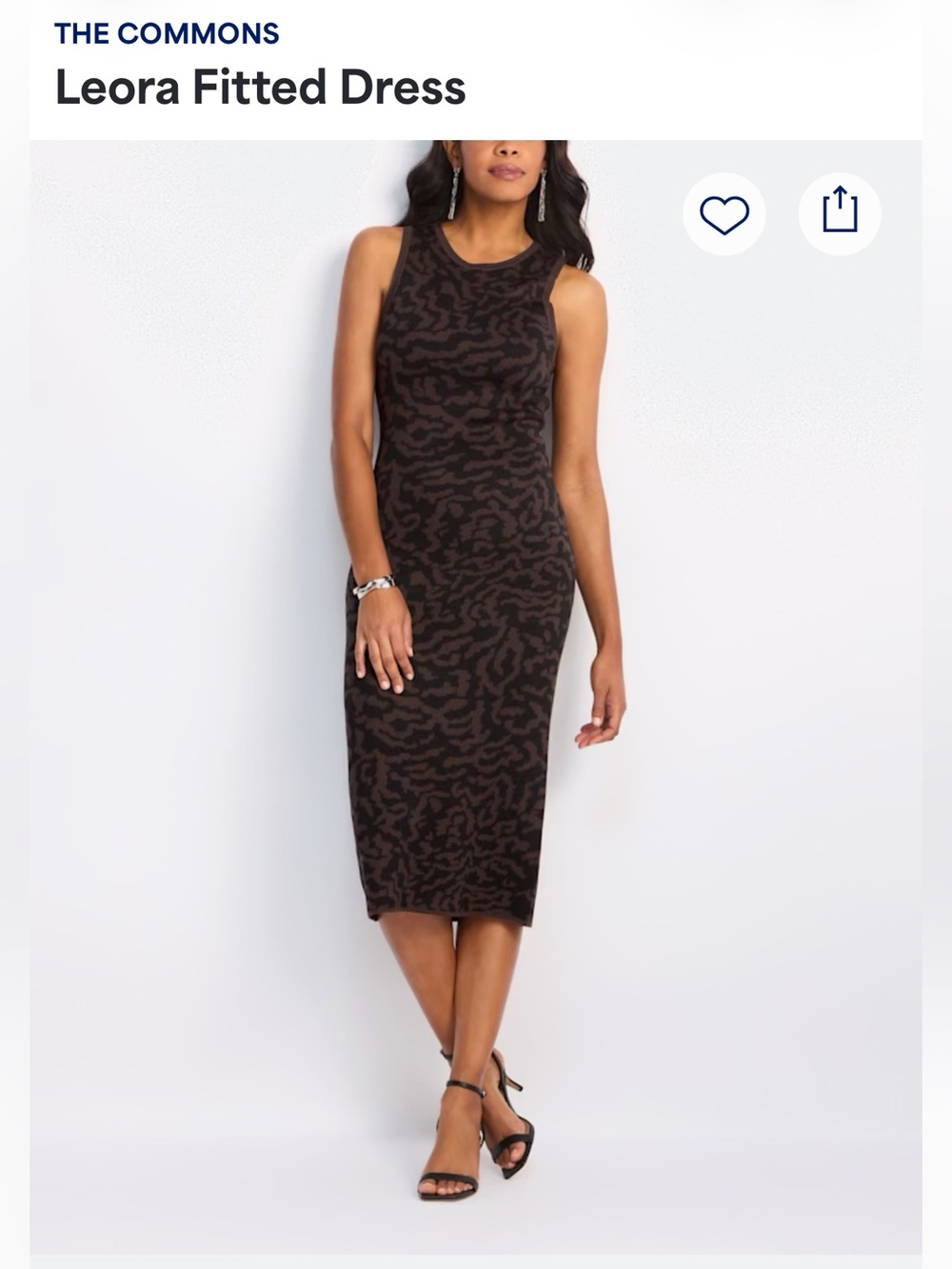 Sleeveless Brown Patterned Midi Sheath Dress🦃